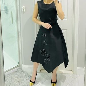 Sachin & Babi black floral embellished midi cocktail dress